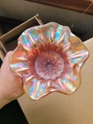 Pretty Marigold Dugan Carnival Glass Constellation Compote S-Repeat Exterior