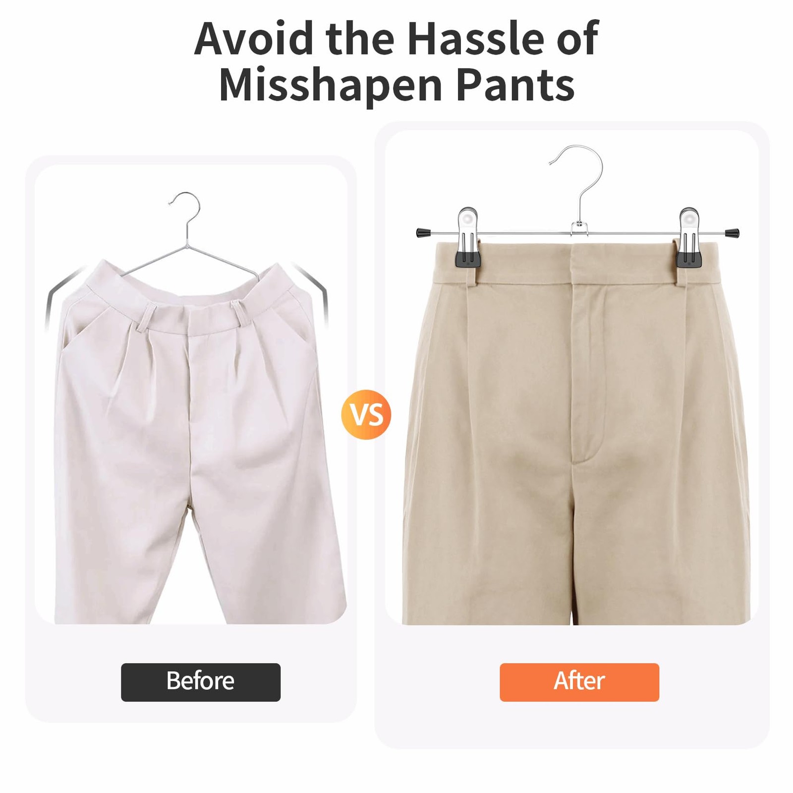 Pant Hangers, 12 Pack Skirt Hangers with Clips Metal Trouser Clip Hangers for He