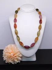 Vintage NAPIER Earth Tones Multicolor Marbled Swirl Bead 16" Choker Necklace