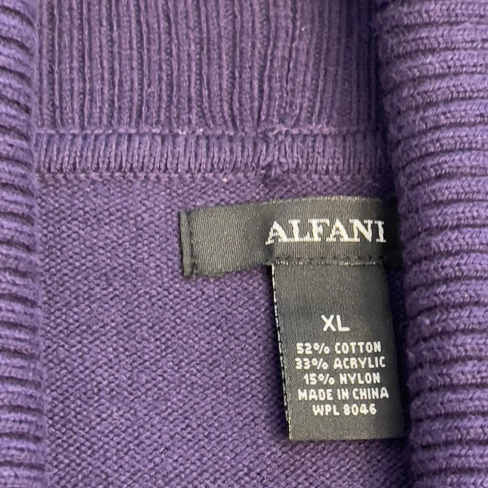 Cárdigan envolvente Alfani para mujer XL púrpura manga 3/4 cinturón cuello mezcla algodón Foto 4 de 4