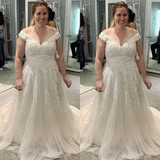 Plus Szie Wedding Dresses V Neck Champagne Lace up Sleeveless Beach Bridal Gowns