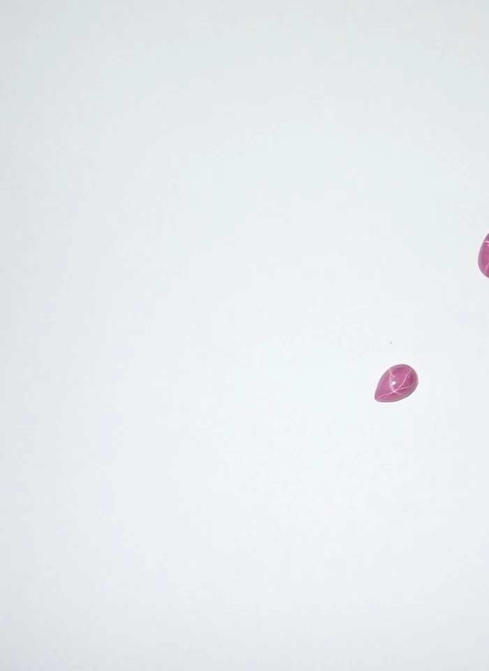 Opaque Star Ruby Pear 6x4 mm Cabochon 6 Rayed Lab-created Stone 3 pieces Lot - Image 3 of 4