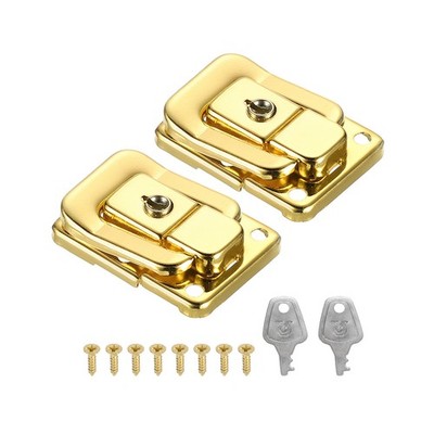 Suitcase Lock Hasp 1.6''x1.10'',2Pcs Iron Toggle Catch Latch with Key/Screw,Gold