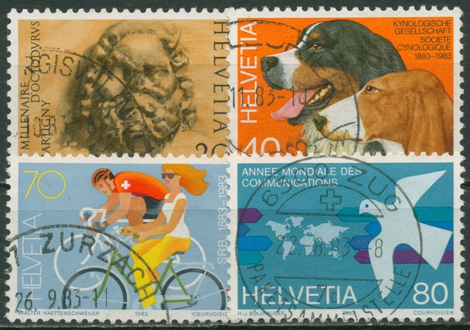 Schweiz 1983 Ereignisse Hunde Radsport Kommunikation 1256/59 gestempelt - Bild 1 von 1