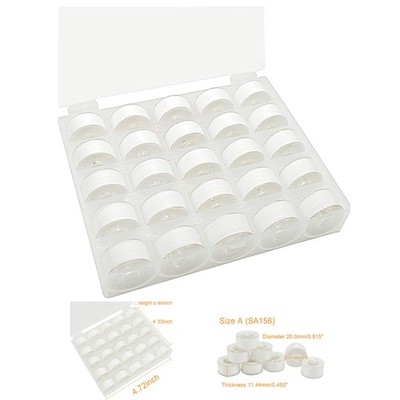 90WT Spun Polyester Bobbin Thread - 25 pcs White, Compatible with Major Brands