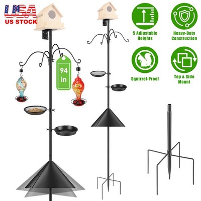Heavy-Duty 94-In Squirrel Proof Bird Feeder Pole Feeding Station 4 Shepherd Hook