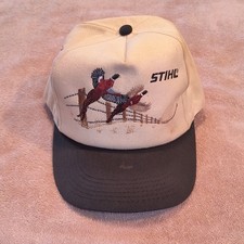 STIHL Beige Black Snapback Hat Embroidered Birds Adjustable Outdoor Men's