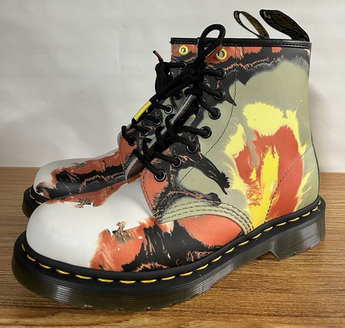 Dr. Martens 1460 Tate Flare Volcanic Leather Combat Boots Men's 7 / Women's 8