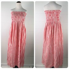 Coastal Stripe Strapless Maxi Midi Sun Dress Women XL Universal Thread Red Beach