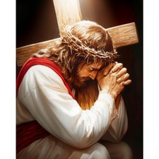 Jesus Prayer Paint by Numbers Kit for Adults, Easter Cross Paint by Number Kit