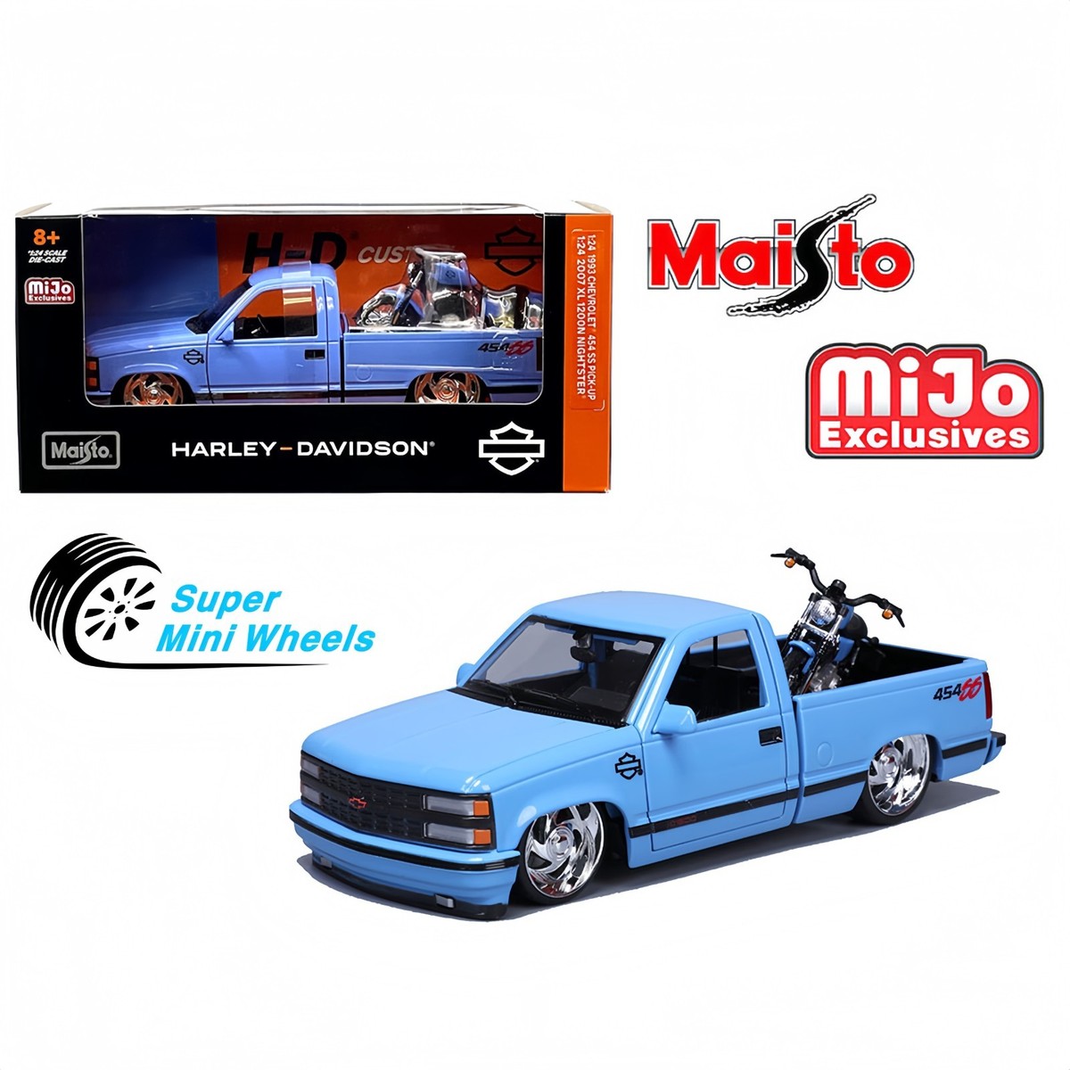 Maisto 1:24 1993 Chevrolet 454SS Pick-Up & 2007 XL 1200N Nightster