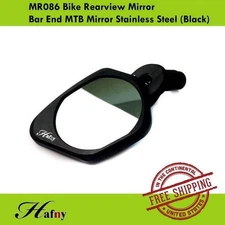 Hafny MR086 Bike Rearview Mirror Bar End MTB Mirror Stainless Steel Safe (Black)
