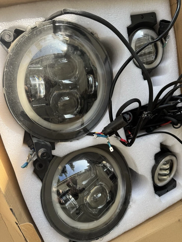 Faros LED halo RGB de 9 pulgadas para Jeep Wrangler JL JLU Gladiator 2018 2019-2023 Foto 3 de 3