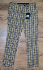 Gabicci Vintage Tartan Check Black Trousers Mod Retro W34" L32"