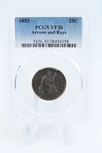 1853-P PCGS VF30 Liberty Seated Quarter Business Strike 25C