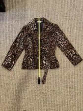 Harve Benard XL Leopard Print Belted Jacket Animal Print Blazer Career Wear