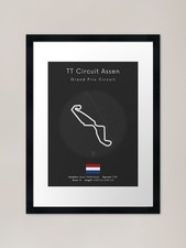 Assen Racing Circuit Layout Wall Ar Framed Wall Art Poster Canvas Print Picture