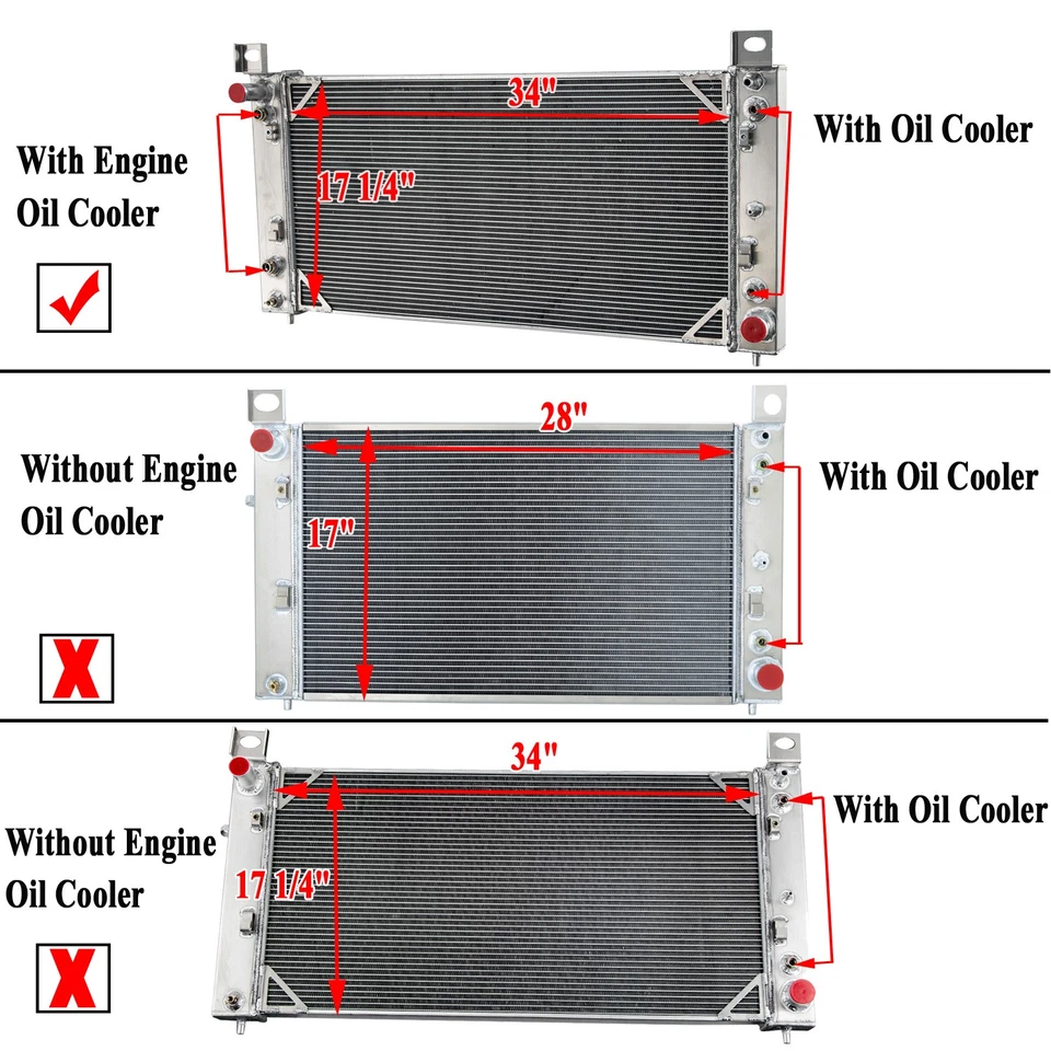 3 Row Aluminum Radiator For 1999-2013,02 Chevrolet Silverado 2500/Suburban 1500 Foto 2 de 4