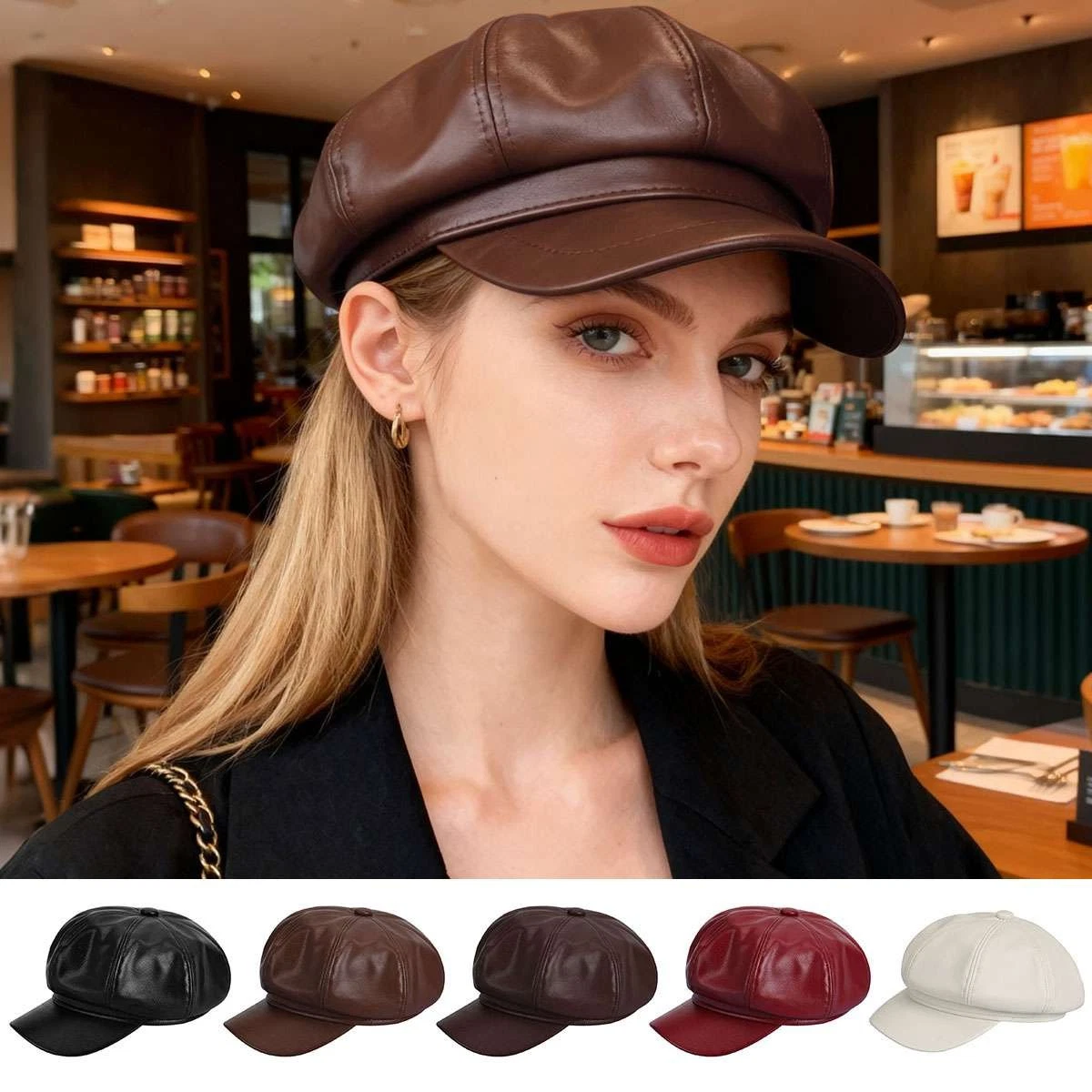 Leather Beret Hats for Women for sale | eBay
