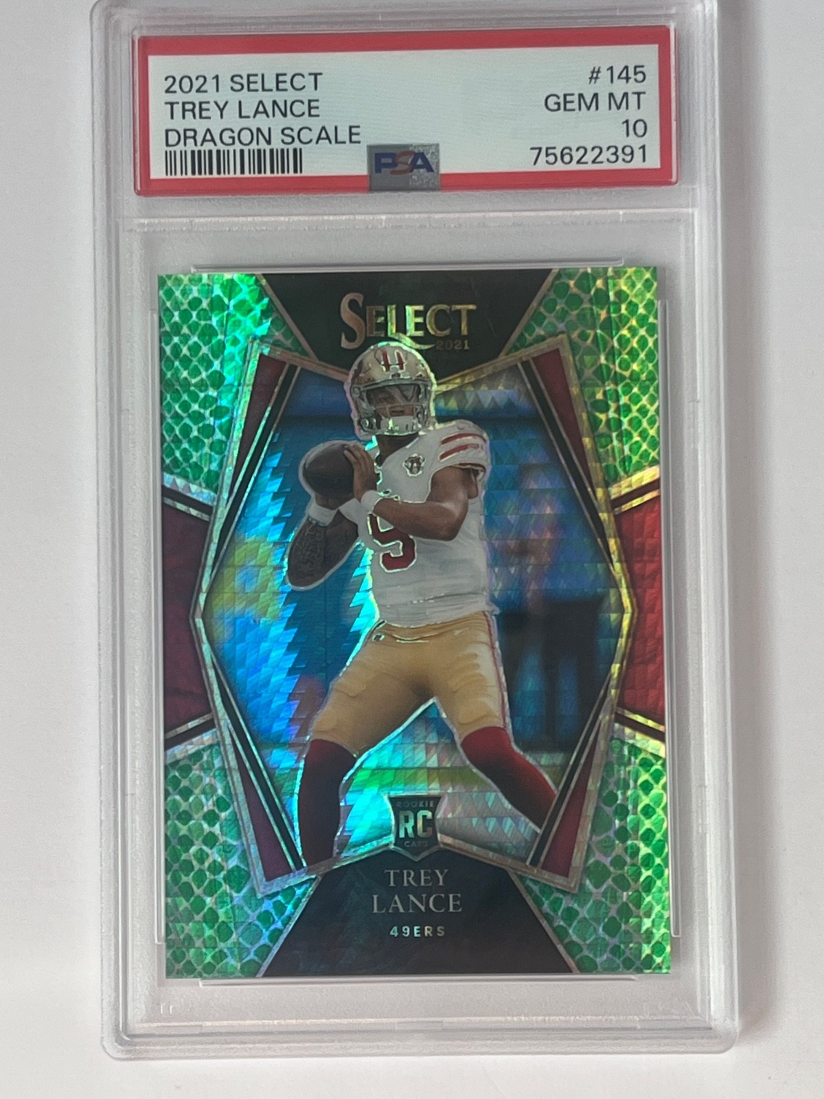 2021 Panini Select Trey Lance RC Dragon Scale Prizm Premier /89 PSA 10 (DW)