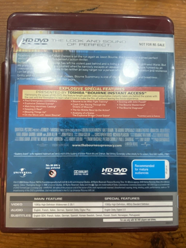The Bourne Supremacy (LIKE NEW) HD DVD Free & Fast Post! Rare Promotional Disc! - Image 2 of 3