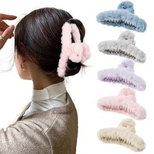5PCS Large Claw Hair Clips for Thick Hair Big Fuzzy Hair Clips for Women