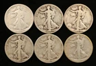 6pc 1921 Walking Liberty Half Dollar Lot Silver Key Date Circulated (#TPR00023)