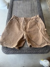 VTG Carhartt B25 Tan Canvas Carpenter Shorts Sz36 Faded Work Skater Grunge USA