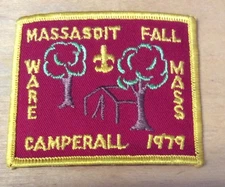 BOY SCOUTS 1979 MASSASOIT FALL CAMPERALL WARE MASS  PATCH  NEW