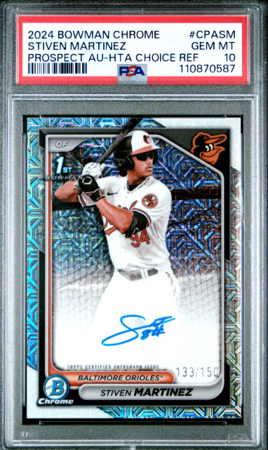 2024 Bowman Chrome 1st Auto #CPA-SM Stiven Martinez Choice Refractor /150 PSA 10