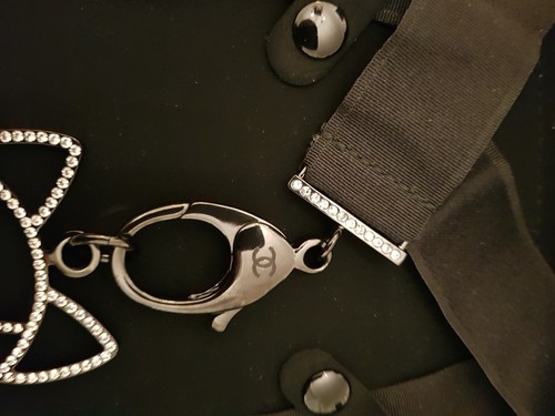 New CHANEL 2017 Cat Necklace Lanyard-Crystal Rhinestone Black Cat Charm-CC Logo - Picture 20 of 23