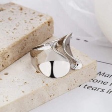 925 Sterling Silver Rings for Women Couple Minimalist Handmade Simple BIg Ring P