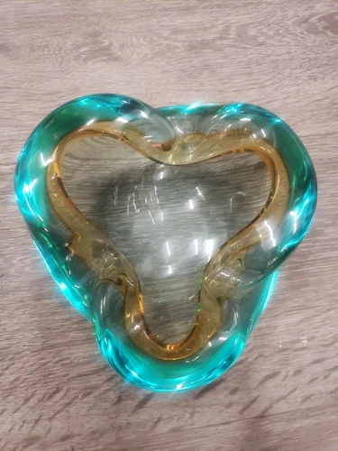 Vintage Murano Sommerso Seguso Art Glass Pinched Ashtray / Bowl 6”