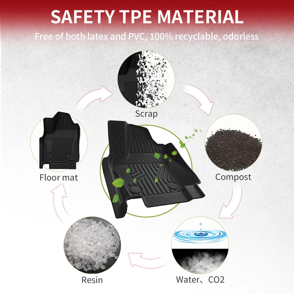 Floor Mats for Toyota Tacoma 2024-2026 Auto Tran All Weather Liners 1st&2nd Row Foto 4 de 4