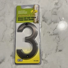 Hy-Ko 4" House Number 3 Modern Style Font Old World Bronze BR-420WB