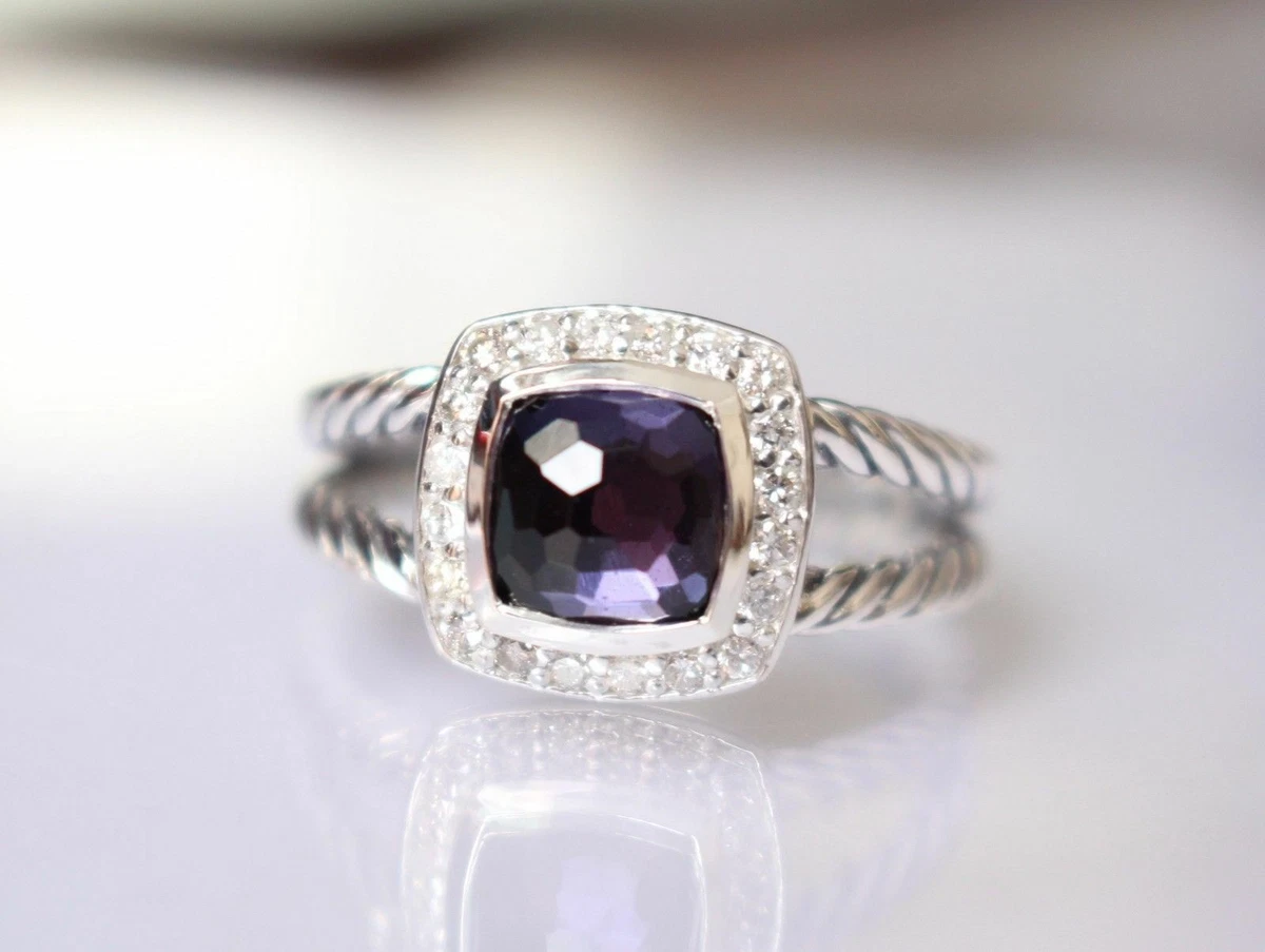 David Yurman Petite Albion Ring With Black Orchid And Diamonds
