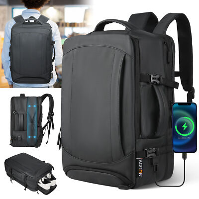 NULSTA Reiserucksack Rucksack 38L Premium 900D Nanocoated Hybridleder Handgepäck