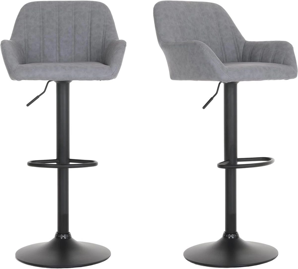 Requena Bar Stools Set of 2 Leatherette Exterior Adjustable Swivel Gas Lift F