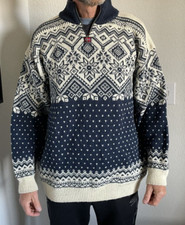 Norwegian Devold Classic White/Blue Wool Swea...