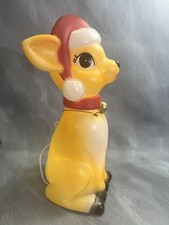 NEW Christmas Holiday Time 11  Blow Mold Tabletop Reindeer Santa Hat Lights Up