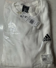 Adidas Mens Essentials Feel Cozy Fleece Sweatshirt White Black Logo XL NEW