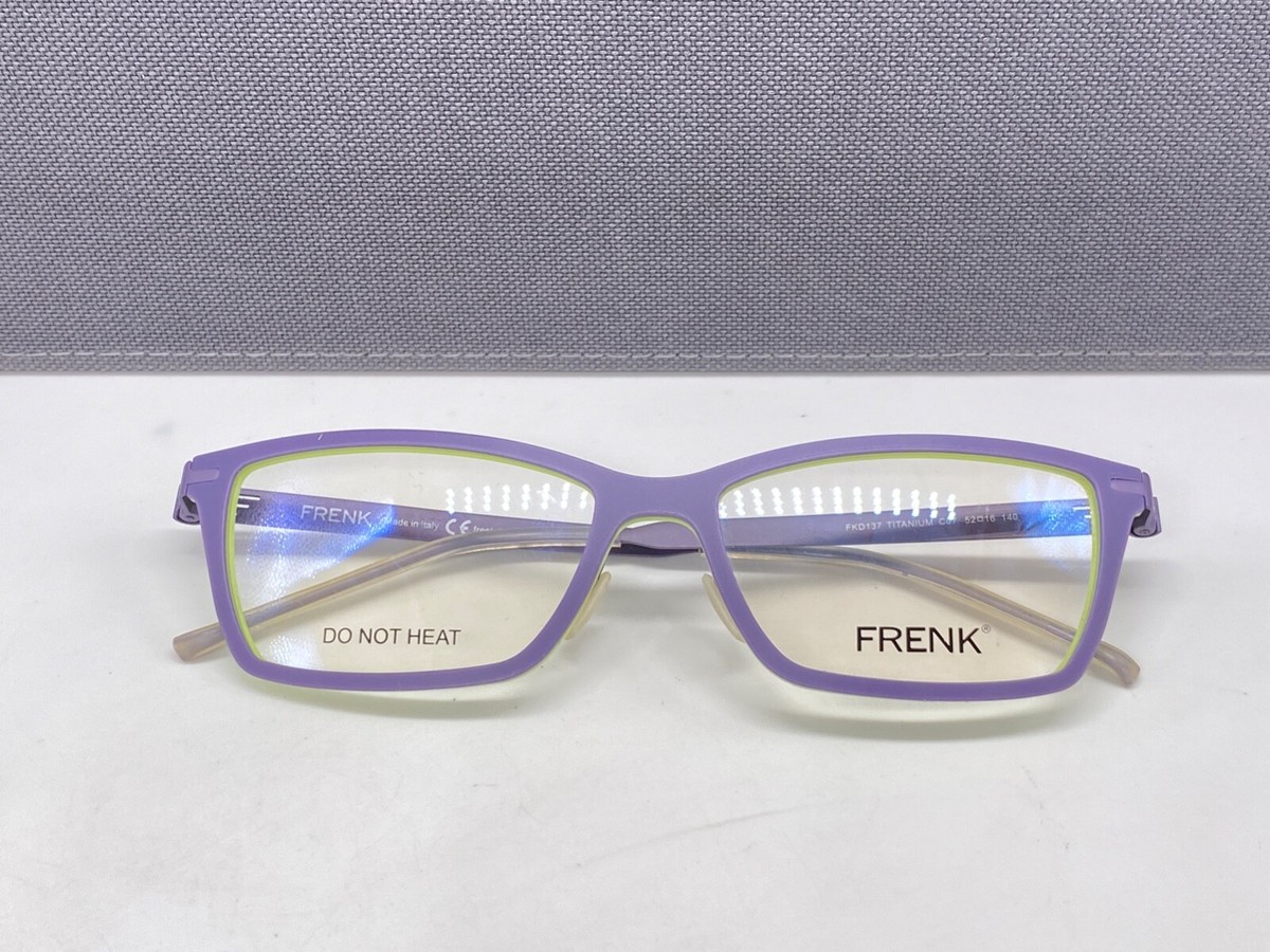 Brille3788 アイボリー×ブルー　M FRENK Brille Damen Lila Limette Titan Rechteckig Vollrand