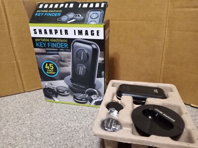 Sharper Image Portable Electronic Key Finder 45 ft Range Item Locator 2 Fobs
