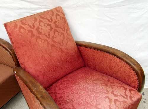 Paar Art Deco Sessel, Club Cocktailstühle. Antik Vintage Halabala 1920. - Bild 7 von 15