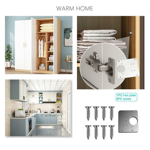 Kit Riparazione Cerniere Porta Armadio Cucina Piastra e Viti Fissaggio Cerniere Armadio - Foto 10 di 11