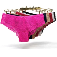 6 Pack  Ladies Sexy Lace Low Waist Bikini Briefs Knickers Lingerie Underpants