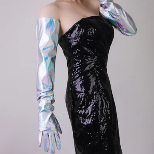 Female long PU gloves for spring autumn and winter performance parties - Picture 8 of 29