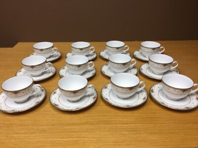 Laklain Fine China “Barcelona” (9748) Footed Cups & Saucers (12