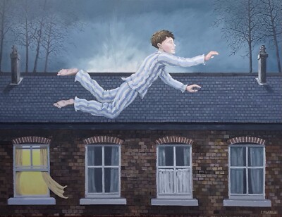 DAS FLIEGENDE TRAUMÖL AUF LEINWAND ORIGINAL J.M.WALLACE RSA KÜNSTLER