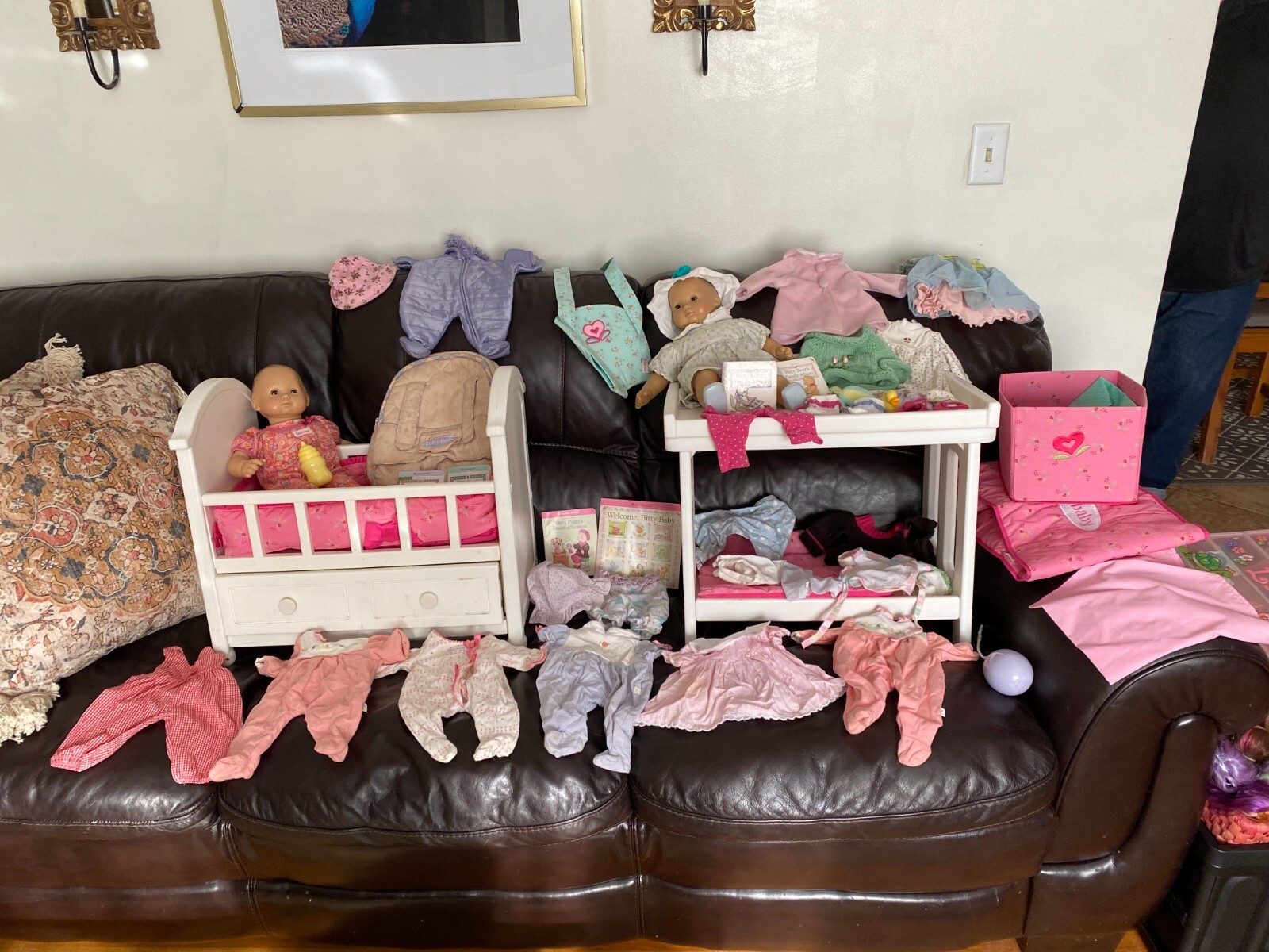 American Girl Bitty Baby Doll Lot Clothings, Bedding, Changing table